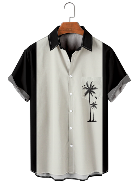 

Shirt Collar Short Sleeve Vintage Shirts & Tops, Black, Shirts ＆ Blouse