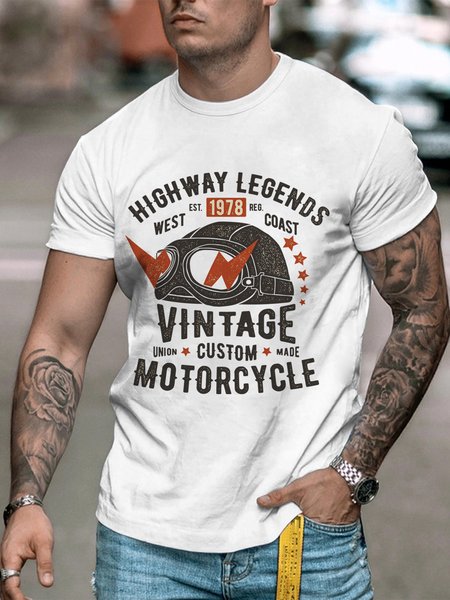 

Letter Print Sshort-sleeved T-shirt, White, Men's t-shirts
