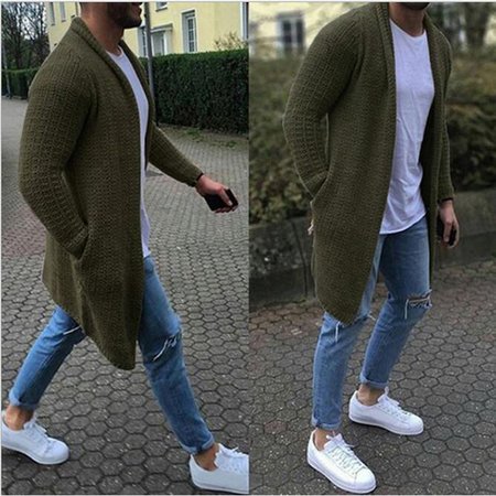 

Long Sleeve Plus Size Solid Color Cardigan, Army green, Outerwear