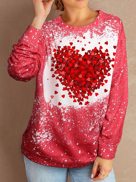 

Love Heart Print Red Casual Raglan Sleeve Round Neck Sweatshirt, Sweatshirts & Hoodies