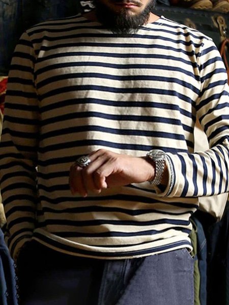 

Men's Casual Striped Long-sleeved Tee, T-shirt