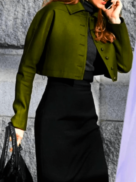 

Spring Simple Daily Long sleeve Shirt Collar Non-Stretch Outerwear, Darkgreen, Jackets