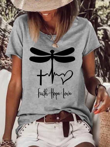 

Dragonfly Faith Love Hope Women's T-shirt, Gray, T-shirts