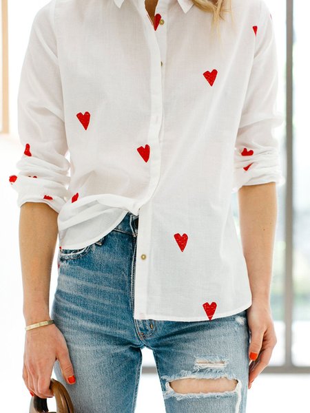 

Buttoned Valentine's Day heart shirt, White, Shirts & Blouses