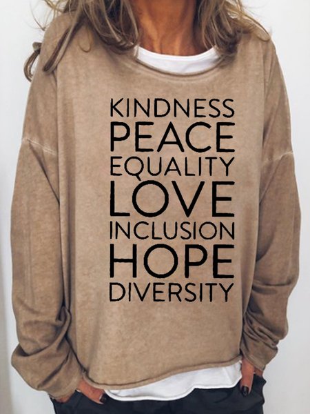 

Kindness Peace Love Equality Women's Sweatshirts, Light brown, Hoodies&Sweatshirts