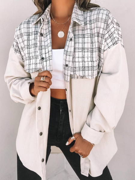 

Casual Loosen Checked/Plaid Outerwear, Beige, Coats