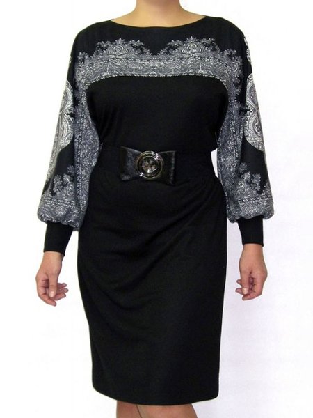 

Regular Fit Crew Neck Daily Mini Dress, Black, Mini Dresses