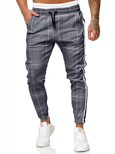 

Checked/Plaid Vintage Casual Pants, Gray, Pants