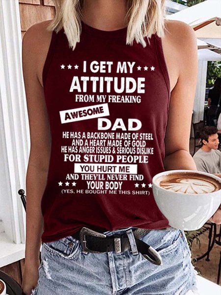 

I Get A Awesome Dad Casual Vests, Brick red, Tank Tops