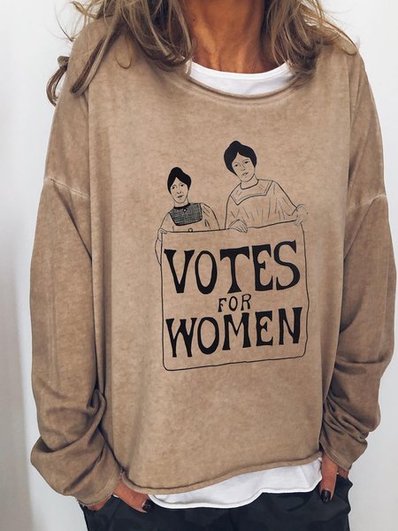 

Votes For Women Printed Loosen Casual Long Sleeve Shirts & Tops Women, Khaki, Tops