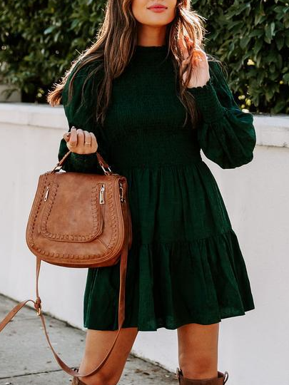 

Valentine's Day Plain Regular Fit Dresses, Dark green, Casual Dresses