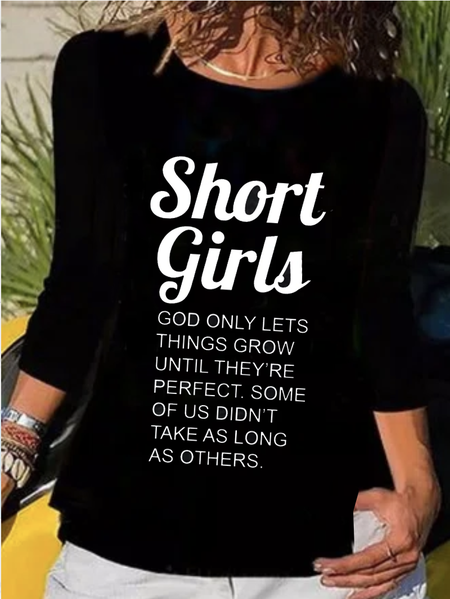

Crew Neck Long Sleeve Shirts & Tops Graphic T-shirts For Women, Black, T-Shirts