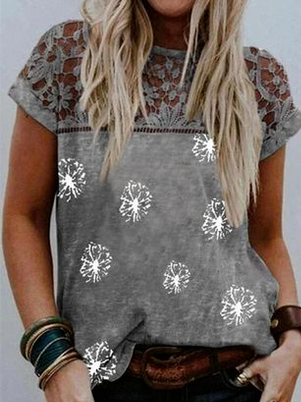 

Cotton Blends Floral Casual Shirts & Tops, Gray, Tops