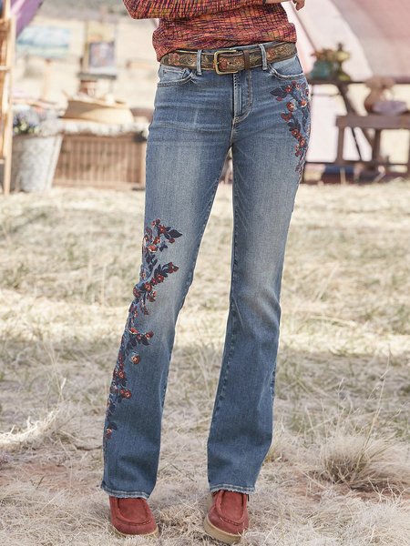 

Embroidered Denim Regular Fit Jeans, Dark blue, Jeans