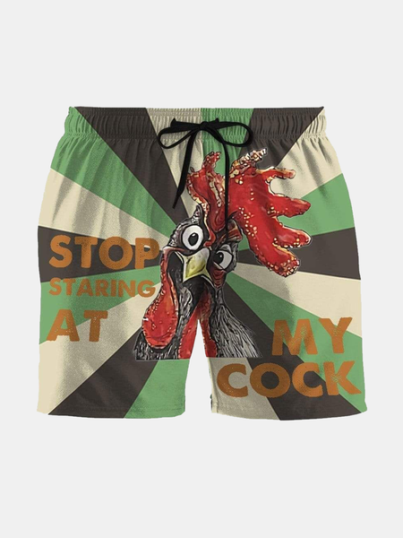 

Vacation And Leisure Fun English And Animal Print Hawaiian Style Printed Beach Pants, As picture, Shorts