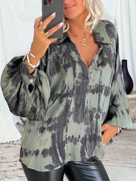 

Tie-dye printing features show youthful design, comfortable spring and summer women's blouse, Multicolor, Tops
