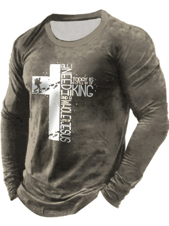 

New casual animal and cross print T-shirt, Color2, T-shirt