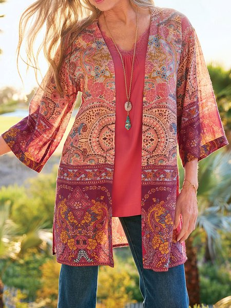 

Tribal Paisley Halter Casual Vacation Outerwear, Multicolor, Cardigans