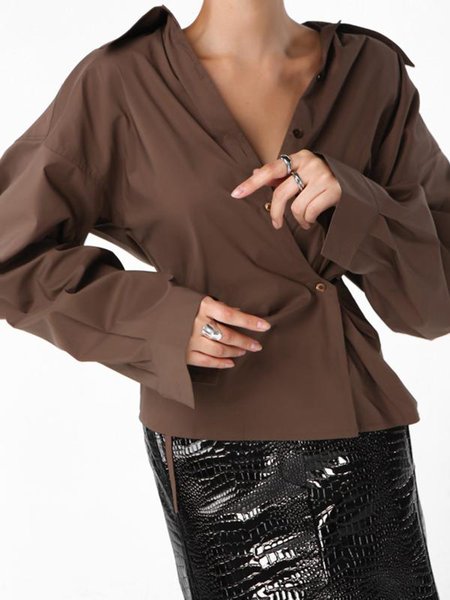 

Solid Regular Fit Long sleeve Shirt, Cameo brown, Blouses and Shirts