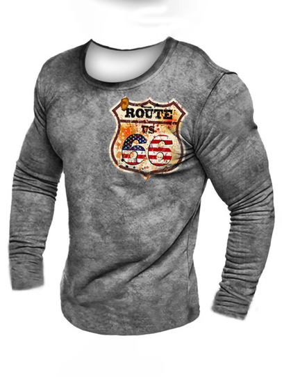 

Route 66 Graphic Casual Long Sleeve Tee, Color2, T-shirt