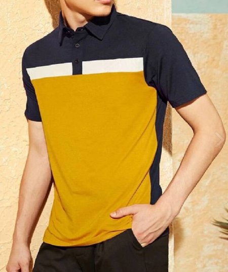 

Men's Casual Color Matching Short Sleeve POLO, As picture, polo