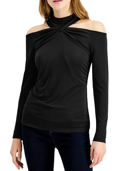

Long sleeve Simple Regular fit Top, Black, Tops