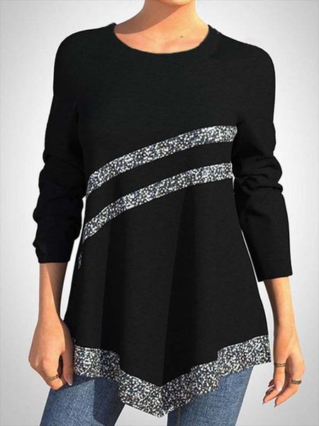 

Long Sleeve Crew Neck Casual Shirts & Tops, Black, T-Shirts