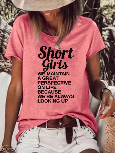 Funny Short Girls God Only Lets Things Grow Letter T-shirt, Red, T-shirts