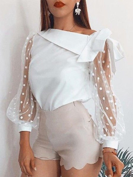 

Daily Long Sleeve Regular Fit Solid Top, White, Tops