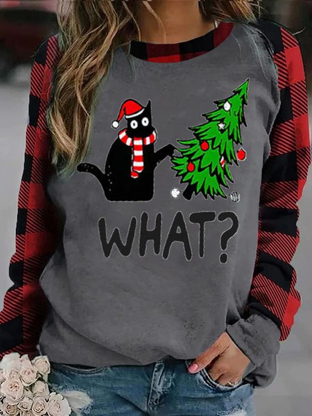 

Funny Cat Christmas Women's Sweatshirts, Gray, Hoodies&Sweatshirts