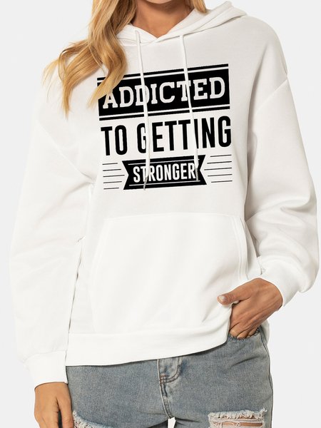 

Unocis Funny Letter Print Long Sleeve Hoodie Sweatshirt, White, Hoodies