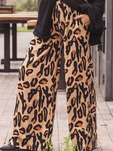 

Loosen Leopard Vacation Pockets Bohemian Pants, Pants