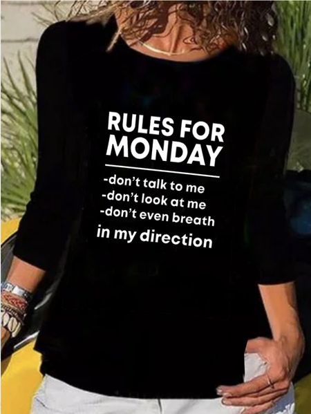 Rules For Monday Funny Shirts Funny T Shirts, Black, T-Shirts