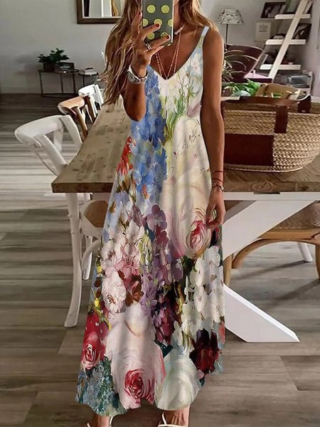 

Boho Floral Swing Dresses, Multicolor, Floral Dresses