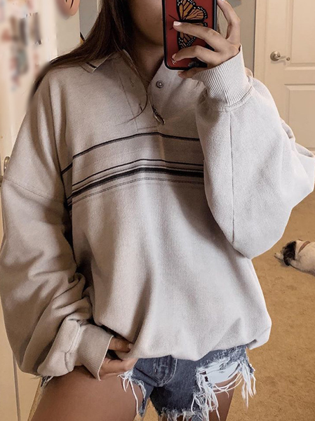 

Cotton Blends Casual Sweatshirt, Gray, Sweatshirts & Hoodies