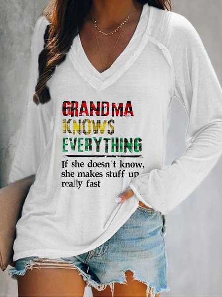 

Letter Long Sleeve Casual Plus Size T-shirt, White, T-Shirts