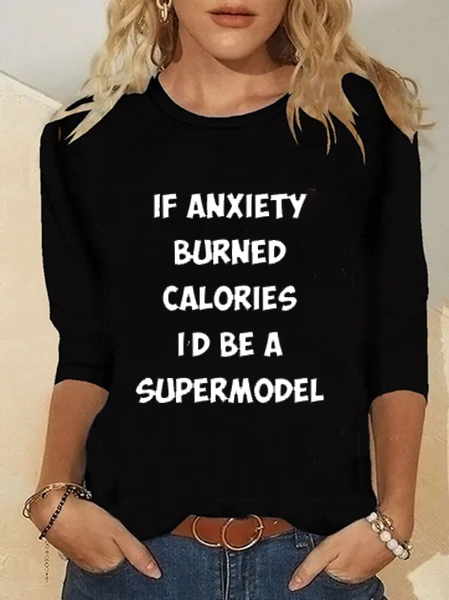 

If Anxiety Burned Calories Funny Shirts Funny T Shirts, Black, T-Shirts