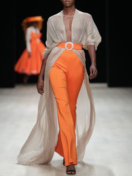 Lady Plain Regular Fit Elegant Outerwear, Apricot, Blouses and Shirts