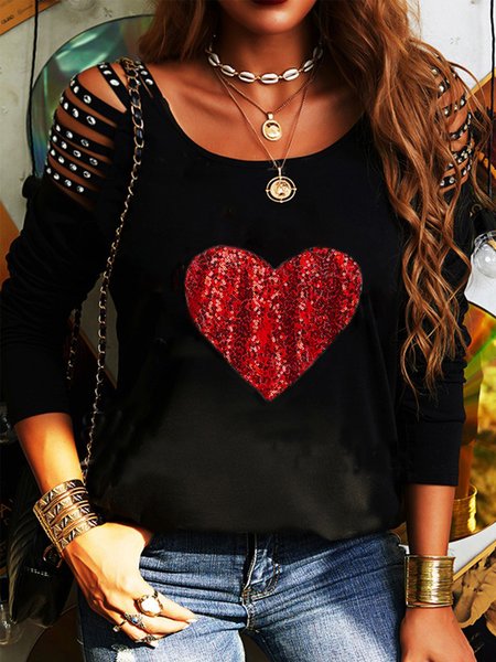 

Casual Crew Neck Plain Loosen Long Sleeve Shirts & Tops, Black, Tops