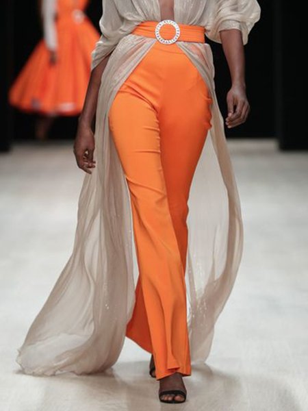 

Work Daily Simple Regular Fit Pants, Orange, Flared Pants