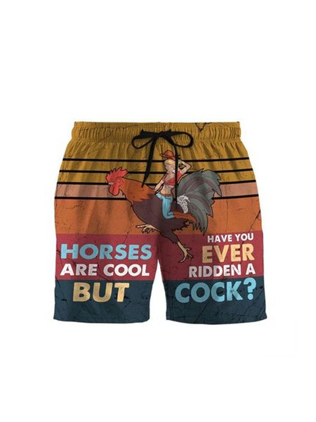 

Men's Casual Animal Print Pattern Stretch Drawstring Hawaiian Beach Shorts, Multicolor, Men's shorts