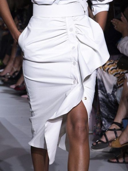 

Daily Elegant Lady Regular Fit Skirts, White, Midi Skirts