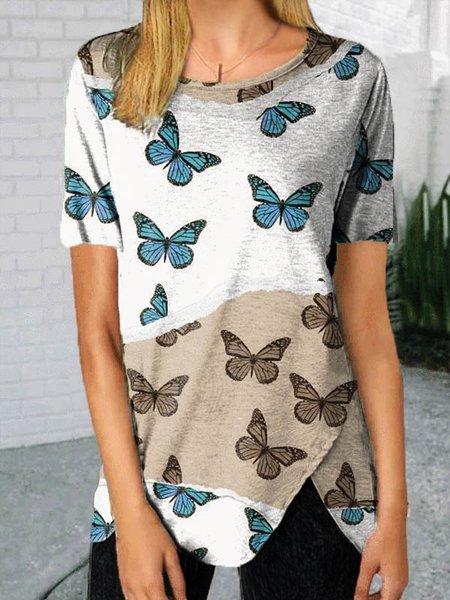 

Cotton Blends Regular Fit Crew Neck Shirts & Tops, Multicolor, Tops