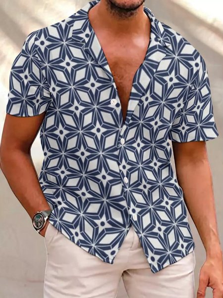 

Midcentury Modern Geometric Casual Shirts & Tops, As picture, Shirts