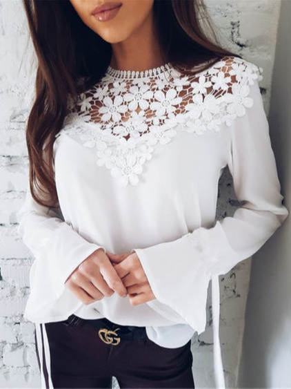 

Lace Casual Regular Fit Shirts & Tops, White, Tops