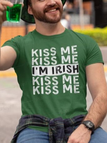 

Casual round neck St. Patrick's Day digital print slim pullover men's T-shirt, T-shirt