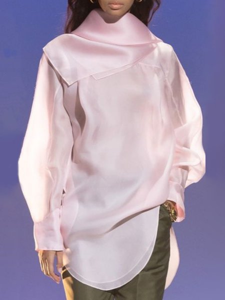 

Daily Long sleeve Regular Fit Elegant Top, Pink, Blouses and Shirts