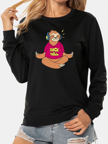 

Unocis Funy Print Round Neck Sweatshirt, Black, Sweatshirts