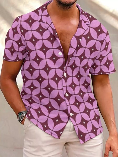 

1950s starburst Mid Century Atomic burgundy floral Shirts & Tops, As picture, Shirts