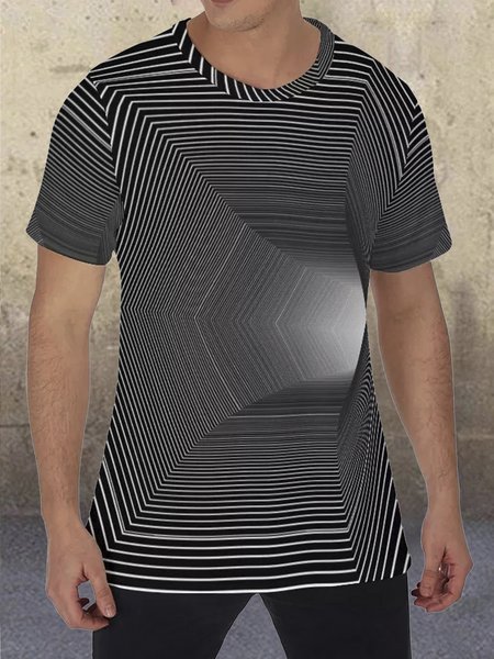 

3D Pattern Printed Short Sleeve Casual Shirts & Tops, As picture, T-shirts